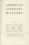 American Literary Masters - Volume Two by Carl F. Strauch, Roger Asselineau, Hyatt Waggoner, Wallace Stegner, Roy R. Male, James Baird, Charles R. Anderson, and Richard P. Adams