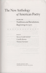 The New Anthology of American Poetry: Volume One: Traditions and Revolutions, Beginnings to 1900 by Steven Gould Axelrod, Camille Roman, and Thomas Travisano