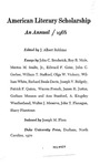 American Literary Scholarship: An Annual 1968