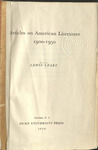 Articles on American Literature 1900-1950