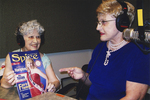 Adell Campbell with Lauretta Jensen during radio show "The Eyes of North Texas"