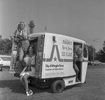 The Lamar High School Vikings students on small truck advertising City of Arlington