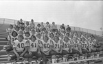 The Lamar High School Vikings posed on bleachers