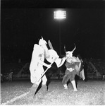 Lamar High School mascots - 2 "Vikings" in battle pose