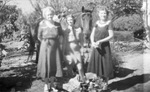 Three women with a horse (Candid Groups), 1924-1946, undated by Basil Clemons 1887-1964