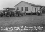 W. J. Cox moving the Spencer Residence for the High School by Basil Clemons 1887-1964