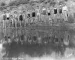 Family portrait of swimmers at "1935 Wright Reunion" by Basil Clemons 1887-1964