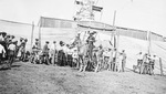 A cowboy performs at a rodeo by Basil Clemons 1887-1964