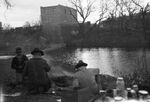 People camping above the Donnell Mill Dam by Basil Clemons 1887-1964