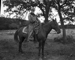 A cowboy posing on a horse by Basil Clemons 1887-1964