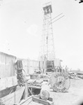 The building of an oil derrick by Basil Clemons 1887-1964