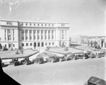 Automobiles parked in front of the new Stephens County Courthouse, Breckenridge, Texas by Basil Clemons 1887-1964