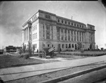 A cannon sits outside the Stephens County Courthouse, Breckenridge, Texas by Basil Clemons 1887-1964