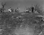 A group of people on top of a hill that is covered in bluebonnets by Basil Clemons 1887-1964