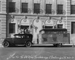 Mobile trailer home hitched to the back of an automobile, J.W. Wash Manufacturing Company, Breckenridge, Texas by Basil Clemons 1887-1964