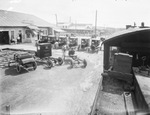 Scene at the Breckenridge, Texas railway station by Basil Clemons 1887-1964