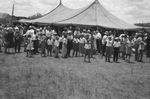 Crowd in front of a Revival tent, Breckenridge, Texas by Basil Clemons 1887-1964