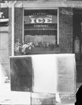 A large block of ice created in 3 colors for the 4th of July celebration, Breckenridge, Texas, photograph not dated by Basil Clemons 1887-1964