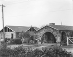 New stone house next door to new home being built in a residential section of town, Breckenridge, Texas by Basil Clemons 1887-1964