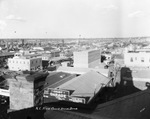 Air view looking north east from Breckenridge Courthouse dome toward oil fields and oil derricks and town settlement, undated by Basil Clemons 1887-1964