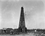 Oil derrick at the Hickock Producing and Developing Co., Hamil No. 1, Stephens County by Basil Clemons 1887-1964