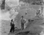 People swimming and fishing at Crystal Falls on the Brazos River near Breckenridge, Texas by Basil Clemons 1887-1964