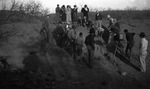 A group of people view live rattlesnakes captured during The Texas Rattlesnake Hunt near Breckenridge, Texas by Basil Clemons 1887-1964