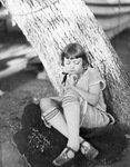 Young girl in a pensive pose by Basil Clemons 1887-1964