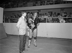 Wrestling at Will Rogers Coliseum; David Von Erich with KTVT reporter by Cirrus Bonneau