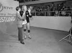 Wrestling at Will Rogers Coliseum; David Von Erich with KTVT reporter by Cirrus Bonneau