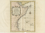 Carte de la Coste Orientale d'AFRIQUE depuis le XIIIe Degré de Latitude Méridionale, Jusqu'au XVIe Degré de Latitude Septentrionale Tirée de la Carte de l'Océan Oriental, Par Ordre de Mgr le Comte de Maurepas en 1740 by Jacques Nicolas Bellin