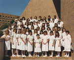 UTA nursing school students outside of Pickard Hall