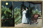 Postcard: Couple standing on porch