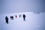 Walking over sea ice in Antarctica.