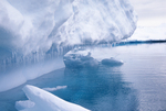 Iceberg with icicles in Antarctica.
