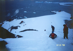 Tobogganing down a hill on Paradise Bay in Antartica. by David Finfrock
