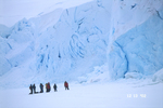 On the sea ice at Port Lockroy in Antartica.