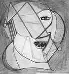 Abstract pencil drawing of an abstract head