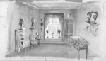 Original set design sketch for "The Happy Hypocrite"