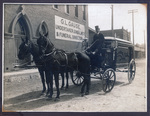 Horse-drawn hearse with black horses of Gause Funeral Home, 316 West Weatherford Street, Fort Worth, Texas