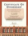 Texas Rangers Walk of Fame - Certificate of Ownership