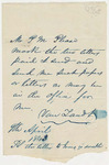 Letter to the Post Master by Isaac Van Zandt