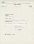 Correspondence from Texas A&M System Chancellor M. T. Harrington to Arlington State College Registrar Charles S. Nelson by M. T. Harrington