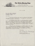 Correspondence sent from Richard M. Morehead, Austin Bureau of the News at The Dallas Morning News to Arlington State College President Dr. Jack Royce Woolf