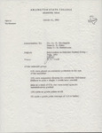 Correspondence sent from Arlington State College President Dr. Jack Royce Woolf to Dr. M. T. Harrington, Dean S. T. Keim, and Dean W. H. Nedderman
