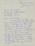Correspondence sent from Ruth Davidson Smith from Dallas, Texas to Arlington State College President Dr. Jack Royce Woolf