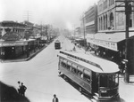 Interurban trolley car on Main Street, Fort Worth, Texas