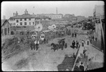 Early street activity in Fort Worth Stockyards area, ca. 1900