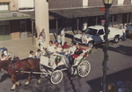 White wagon strolling at Christmas Parade