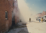 Smoke coming out the Stockyards Bule Barn